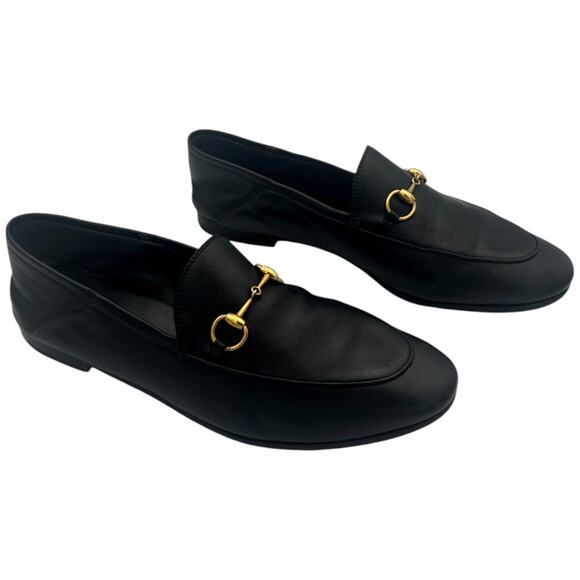 Gucci Brixton Horsebit Loafer Black Leather Collapsible Heel EU 39.5 US 9.5 - Picture 1 of 8